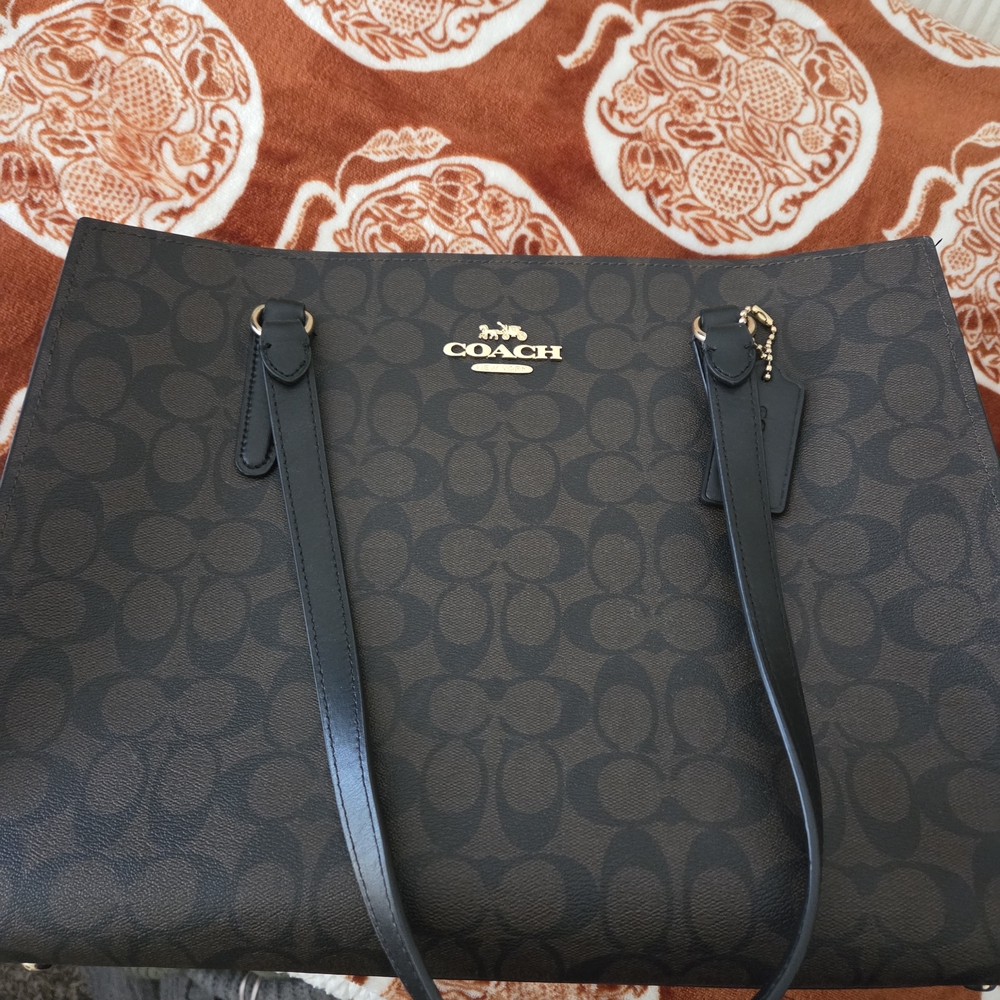 Coach Brown and Black Signature Tote Bag
